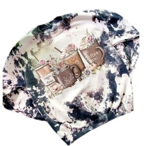 Floral Coffee Sublimation Bleached Sweatshirt